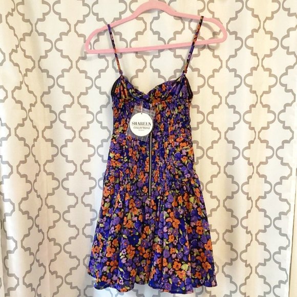 Shareen Collections Dark Floral Mini Cut Out Dress - NWT - 4 - Picture 4 of 6